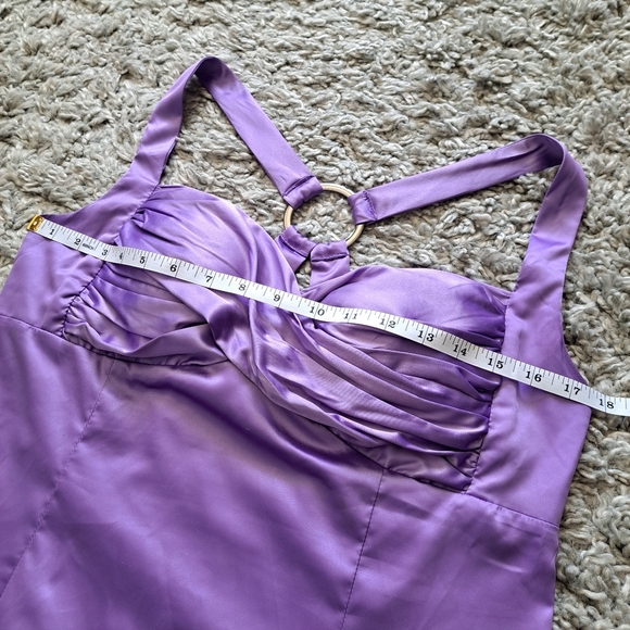 Suzy Shier | Purple y2k style satin cross back padded bust tank top - Picture 8 of 10